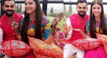 Anushka Looks Like A Dream On Her Mehendi In This Multi-Coloured Lehenga And No Make Up Again